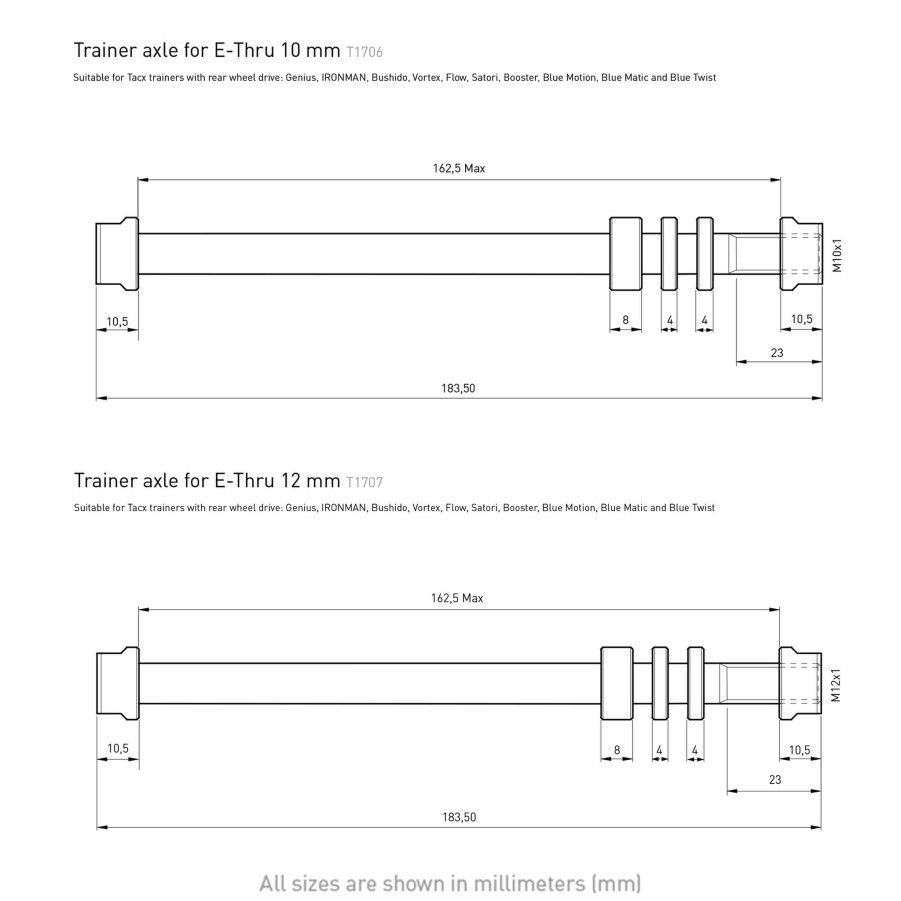 Sport tacx Sykkelruller | Tacx, E-Thru Axle Skewer 12 Mm X 1.5 Rear Wheel, Sykkelrulleaksling