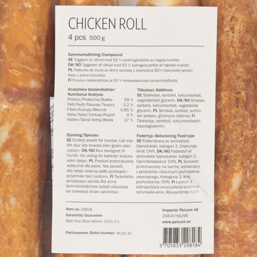 Jakt Og Tur Treateaters Hundeutstyr | Chicken Rolls, 4 Pack, Tyggebein