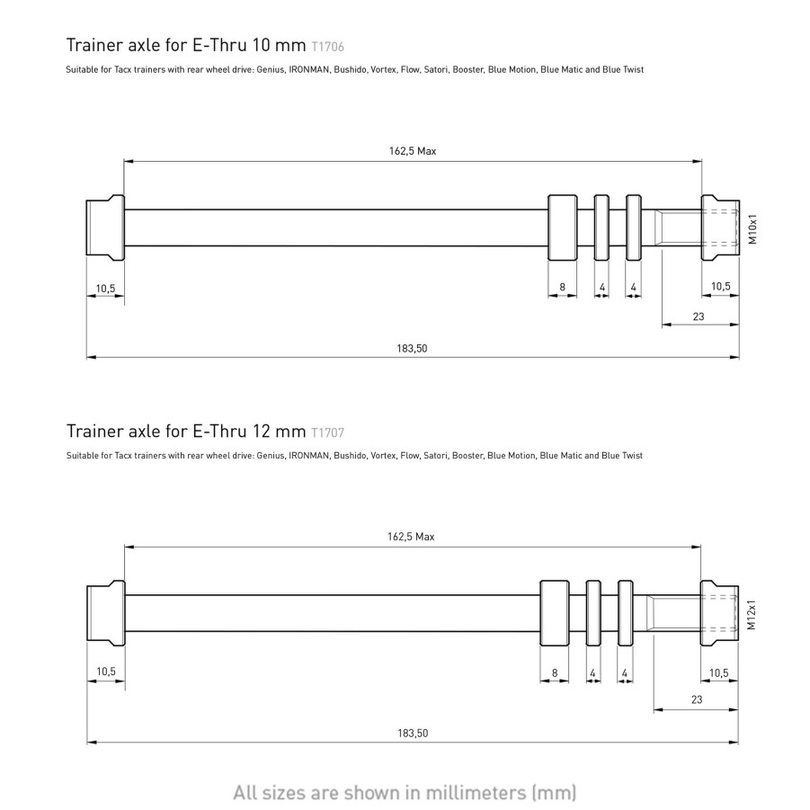 Sport tacx Sykkelruller | Tacx, E-Thru Axle Skewer 12 Mm X 1 Rear Wheel, Sykkelrulleaksling